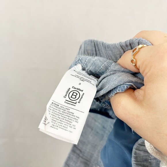 Athleta Cabo Linen Jogger Pants in Light Blue Chambray Coastal Athleisure Size 0 - Picture 5 of 8